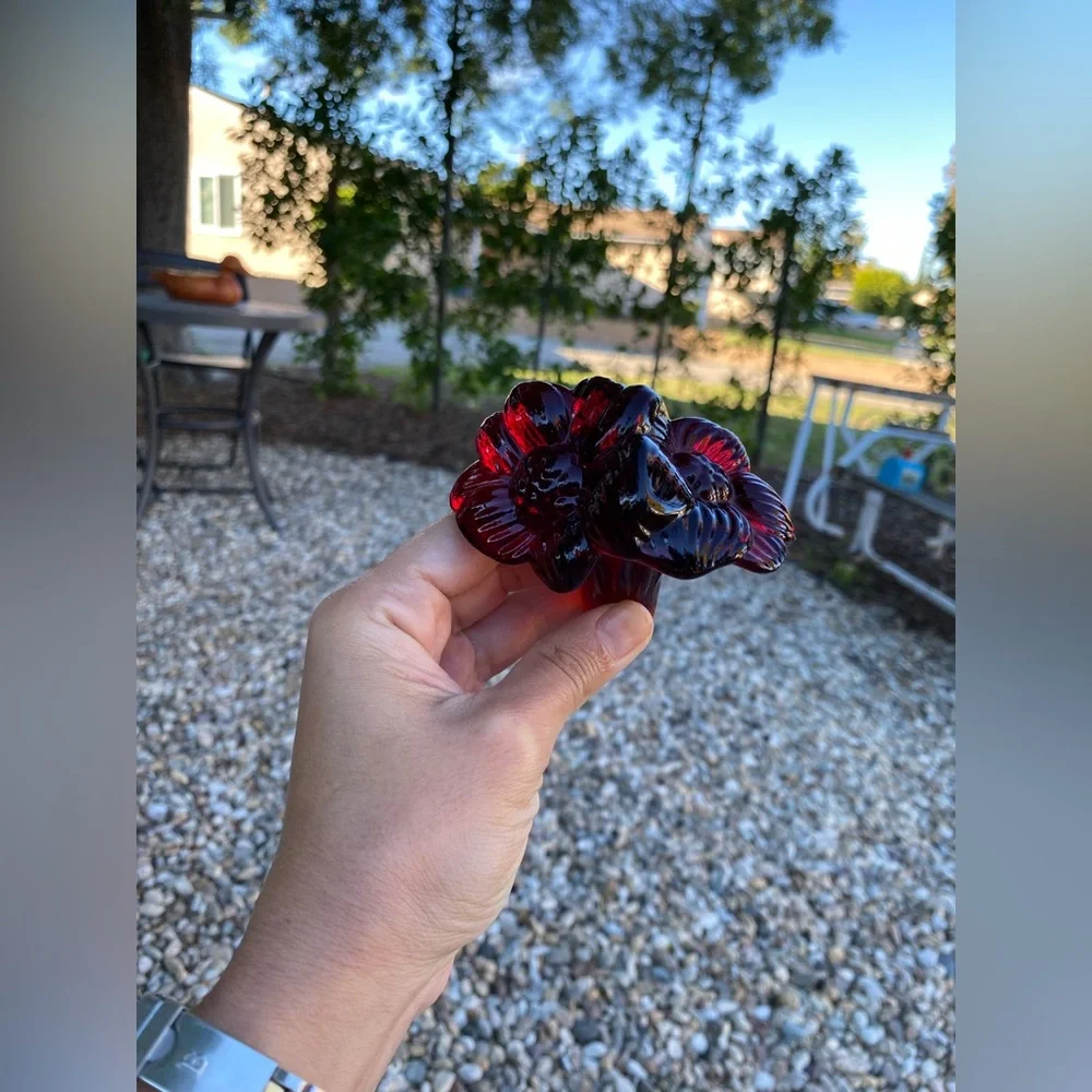 RARE DECO PLATINUM RINGS FENTON RUBY RARE DECO PLATINUM RINGS FENTON RUBY GLASS - Picture 4 of 7